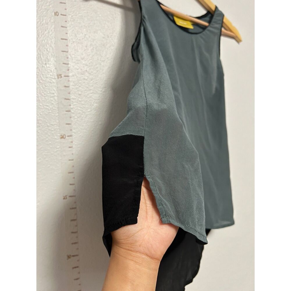 Anthropologie Maeve 100% Silk Colorblock High Low Tank Top Gray Black Blouse 4 - Picture 9 of 9